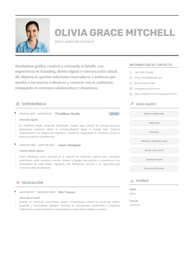 Plantilla de currículum Académico Formal - Clásico