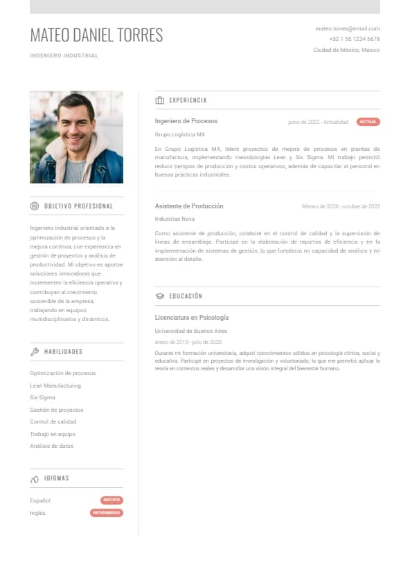 Plantilla de currículum Comercial Efectivo - Especializado