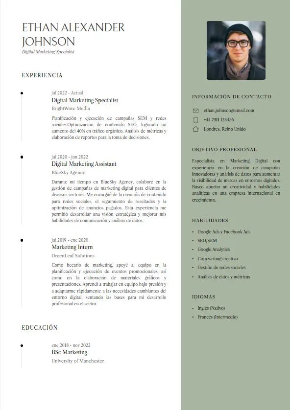 Plantilla de currículum Diseño Minimalista - Creativo