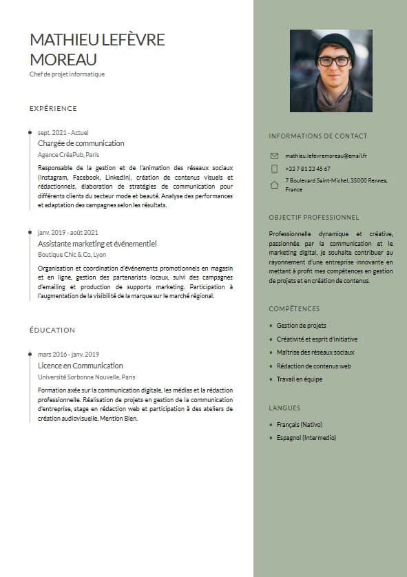 Plantilla de currículum Diseño Minimalista - Creativo