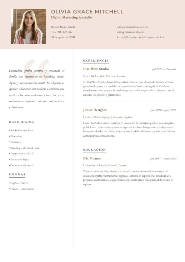 Plantilla de currículum Técnico Especializado - Especializado